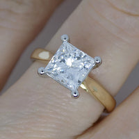 18ct Yellow Gold and White Gold Claws Princess Cut Lab Grown Diamond Ring 2.00CT SKU 7707123