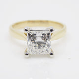 18ct Yellow Gold and White Gold Claws Princess Cut Lab Grown Diamond Ring 2.00CT SKU 7707123