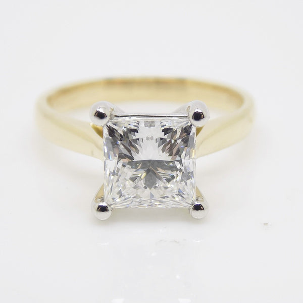 18ct Yellow Gold and White Gold Claws Princess Cut Lab Grown Diamond Ring 2.00CT SKU 7707123