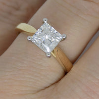 18ct Yellow Gold and White Gold Head, Princess Cut Lab Grown Diamond Engagement Ring 1.50ct SKU 7707124