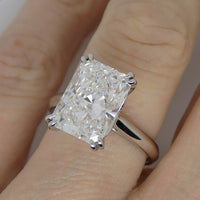 Platinum Radiant Cut Lab Grown Diamond Solitaire Ring 5.07ct SKU 7707125