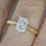 Aroca "Ríona" 18ct Yellow Gold and White Gold Claws 1.50ct Rectangular Cut Cornered Modified Brilliant Lab Grown Diamond Engagement Ring SKU 7707129