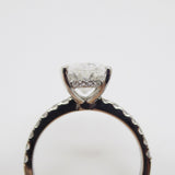 Platinum Oval Cut Lab Grown Diamond, Diamond Shoulder, Hidden Diamond Halo 3.45ct SKU 7707132