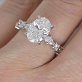 Platinum Lab Grown Oval Cut Diamond, Marquise and Round Diamond Shoulders 2.62ct SKU 7707135