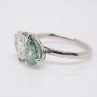 Platinum "Toi et Moi" Lab Grown 1.00ct Pear Fancy Vivid Green Diamond with Lab Grown 1.05ct Pear Diamond Ring SKU 7708004