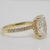 18ct Yellow Gold Talon Claw Oval Lab Grown Diamond, Lab Grown Diamond Shoulders & Hidden Halo 3.28ct SKU 7711001
