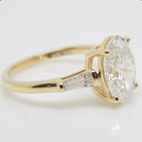 18CT Yellow Gold Lab Grown Oval Diamond & Lab Grown Baguette Diamond Shoulders 3.30CT SKU 7711003