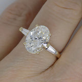 18CT Yellow Gold Lab Grown Oval Diamond & Lab Grown Baguette Diamond Shoulders 3.30CT SKU 7711003