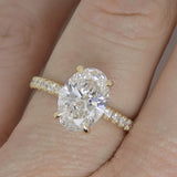 18CT Yellow Gold Talon Claw Oval Cut Lab Grown Diamond & Lab Grown Diamond Shoulder with Hidden Halo 2.26ct SKU 7711004