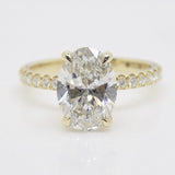 18CT Yellow Gold Talon Claw Oval Cut Lab Grown Diamond & Lab Grown Diamond Shoulder with Hidden Halo 2.26ct SKU 7711004