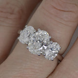 Platinum Lab Grown 3 Oval Diamonds 2.90ct SKU 7711005