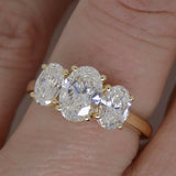 18CT Yellow Gold Lab Grown 3 Oval Diamonds 2.00ct SKU 7711006