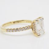 18CT Yellow Gold Emerald Cut Lab Grown Diamond & Lab Grown Diamond Shoulders/Hidden Halo 2.26ct SKU 7711009