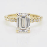 18CT Yellow Gold Emerald Cut Lab Grown Diamond & Lab Grown Diamond Shoulders/Hidden Halo 2.26ct SKU 7711009