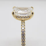 18CT Yellow Gold Emerald Cut Lab Grown Diamond & Lab Grown Diamond Shank/Hidden Halo 3.28ct SKU 7711010