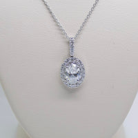 9ct White Gold Oval Halo Lab Grown Diamond Pendant 1.30ct SKU 7743802