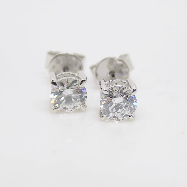 9ct White Gold Round Brilliant Lab Grown Diamond Stud Earrings 1.04ct SKU 7743806