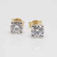 18ct Yellow Gold and White Gold Head Lab Grown Round Brilliant Diamond stud earrings 1.50ct SKU 7743827