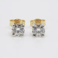 18ct Yellow Gold and White Gold Head Lab Grown Round Brilliant Diamond stud earrings 1.06ct SKU 7743828