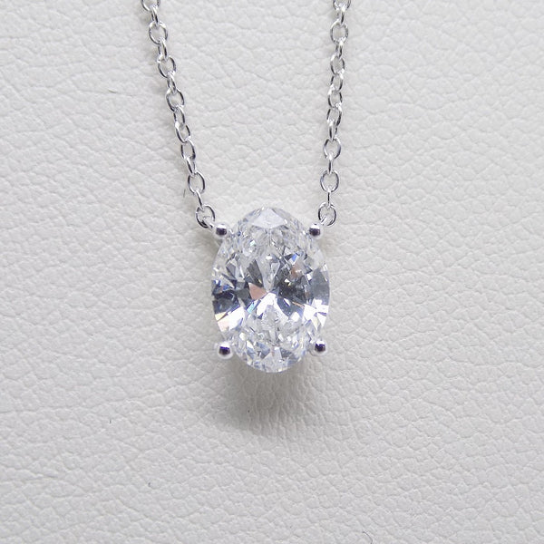9ct White Gold Oval Lab Grown Diamond Pendant 1.00ct SKU 7743846