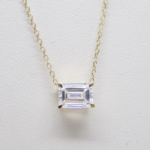 18CT Yellow Gold Emerald Cut Lab Grown Diamond Pendant SKU 7743858 1.05CT