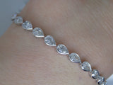 9ct White Gold Rubover Pear Cut Lab Grown Diamonds Bracelet 4.35CT SKU 7743888