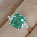 9ct Yellow Gold Emerald Cut Lab Grown Emerald and Lab Grown Diamonds SKU 7754002