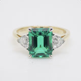 9ct Yellow Gold Emerald Cut Lab Grown Emerald and Lab Grown Diamonds SKU 7754002