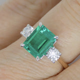 9ct Yellow Gold Emerald Cut Lab Grown Emerald and Lab Grown Diamonds SKU 7754003