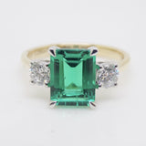 9ct Yellow Gold Emerald Cut Lab Grown Emerald and Lab Grown Diamonds SKU 7754003
