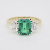 9ct Yellow Gold Emerald Cut Lab Grown Emerald and Lab Grown Diamonds SKU 7754004