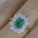9ct Yellow Gold Emerald Cut Lab Grown Emerald and Lab Grown Diamonds SKU 7754005