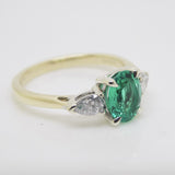 9ct Yellow Gold Oval Lab Grown Emerald and Pear Cut Lab Grown Diamonds SKU 7754006