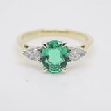 9ct Yellow Gold Oval Lab Grown Emerald and Pear Cut Lab Grown Diamonds SKU 7754006