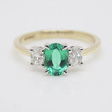 9CT Yellow Gold Oval Cut Lab Grown Emerald and Oval Cut Lab Grown Diamonds SKU 7754007