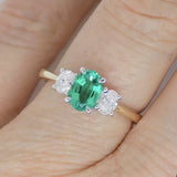 9CT Yellow Gold Oval Cut Lab Grown Emerald and Oval Cut Lab Grown Diamonds SKU 7754007