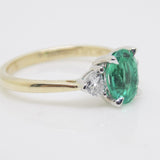 9CT Yellow Gold Oval Cut Lab Grown Emerald and Trillion Lab Grown Diamond Sides SKU 7754008