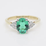 9CT Yellow Gold Oval Cut Lab Grown Emerald and Trillion Lab Grown Diamond Sides SKU 7754008