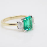 9CT Yellow Gold Emerald Cut Lab Grown Emerald and Lab Grown Octagon Side Diamonds SKU 7754009