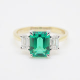 9CT Yellow Gold Emerald Cut Lab Grown Emerald and Lab Grown Octagon Side Diamonds SKU 7754009