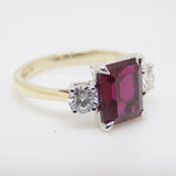 9ct Yellow Gold Emerald Cut Lab Grown Ruby and Lab Grown Diamonds SKU 7756002