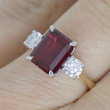 9ct Yellow Gold Emerald Cut Lab Grown Ruby and Lab Grown Diamonds SKU 7756002