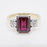 9ct Yellow Gold Emerald Cut Lab Grown Ruby and Lab Grown Diamonds SKU 7756002