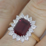 9ct Yellow Gold Emerald Cut Lab Grown Ruby and Lab Grown Diamonds SKU 7756003
