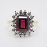 9ct Yellow Gold Emerald Cut Lab Grown Ruby and Lab Grown Diamonds SKU 7756003