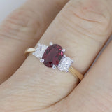 9CT Yellow Gold Oval Cut Lab Grown Ruby and Oval Lab Grown Diamonds SKU 7756006