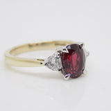 9CT Yellow Gold Oval Cut Lab Grown Ruby and Trillion Lab Grown Diamonds SKU 7756007