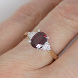 9CT Yellow Gold Oval Cut Lab Grown Ruby and Trillion Lab Grown Diamonds SKU 7756007