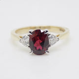 9CT Yellow Gold Oval Cut Lab Grown Ruby and Trillion Lab Grown Diamonds SKU 7756007
