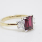 9ct Yellow Gold Emerald Cut Lab Grown Ruby and Lab Grown Trapezoid Diamonds SKU 7756008